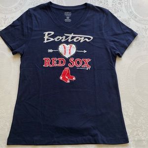 Genuine Merchandise Navy Blue Boston Red Sox T-Shirt Boy Size M(8) V-Neck Jersey